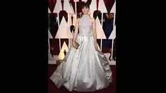 Nominator aktris terbaik, Felicity Jones tampil elegan di red carpet Oscar 2015 di Los Angeles, Hollywood, Minggu (22/2). (Frazer Harrison/Getty Images/AFP)
