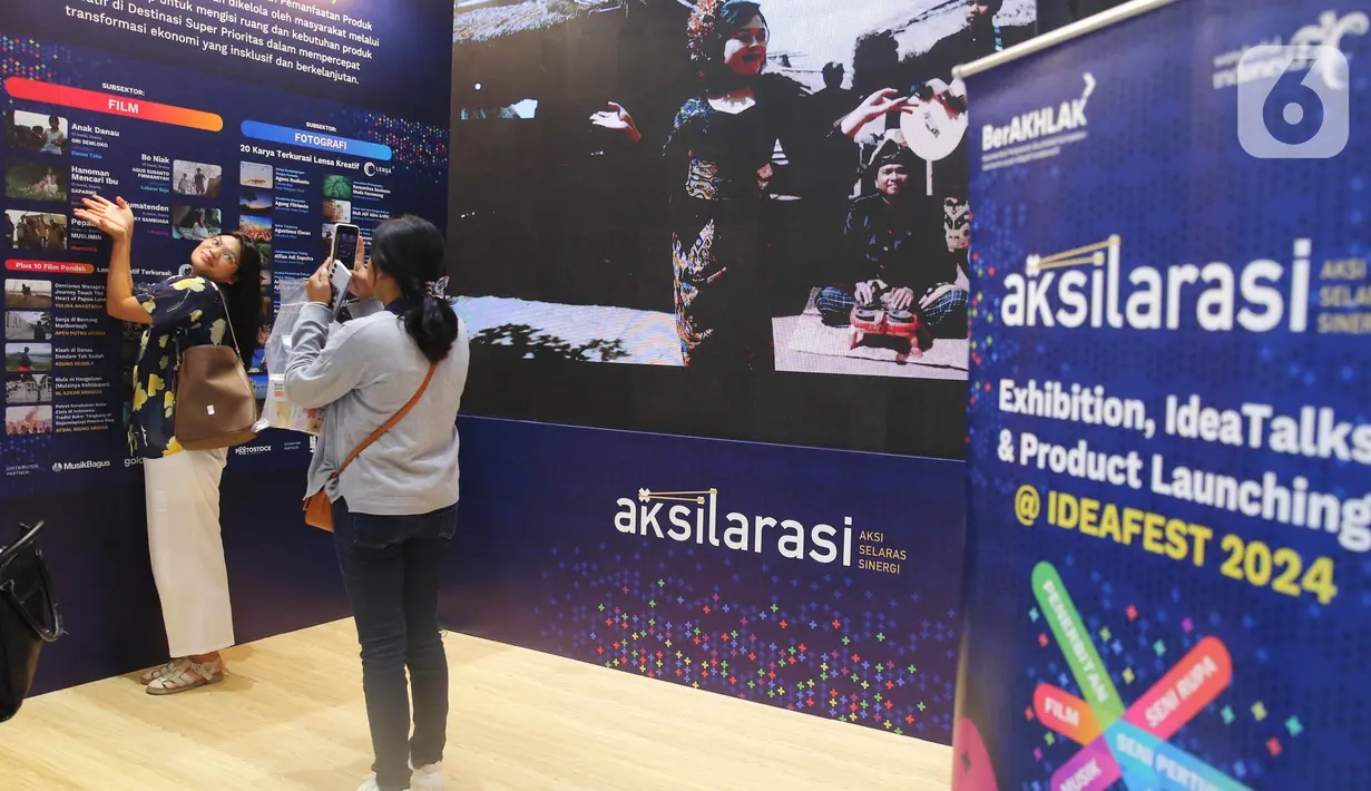 <p>Produk unggulan tersebut telah melewati program inkubasi di Destinasi Super Prioritas. Destinasi Super Prioritas terdiri dari subsektor musik, film, penerbitan, seni pertunjukan, dan seni rupa yang bertujuan untuk mempercepat transformasi ekonomi yang inklusif dan berkelanjutan. (Liputan6.com/Angga Yuniar)</p>
