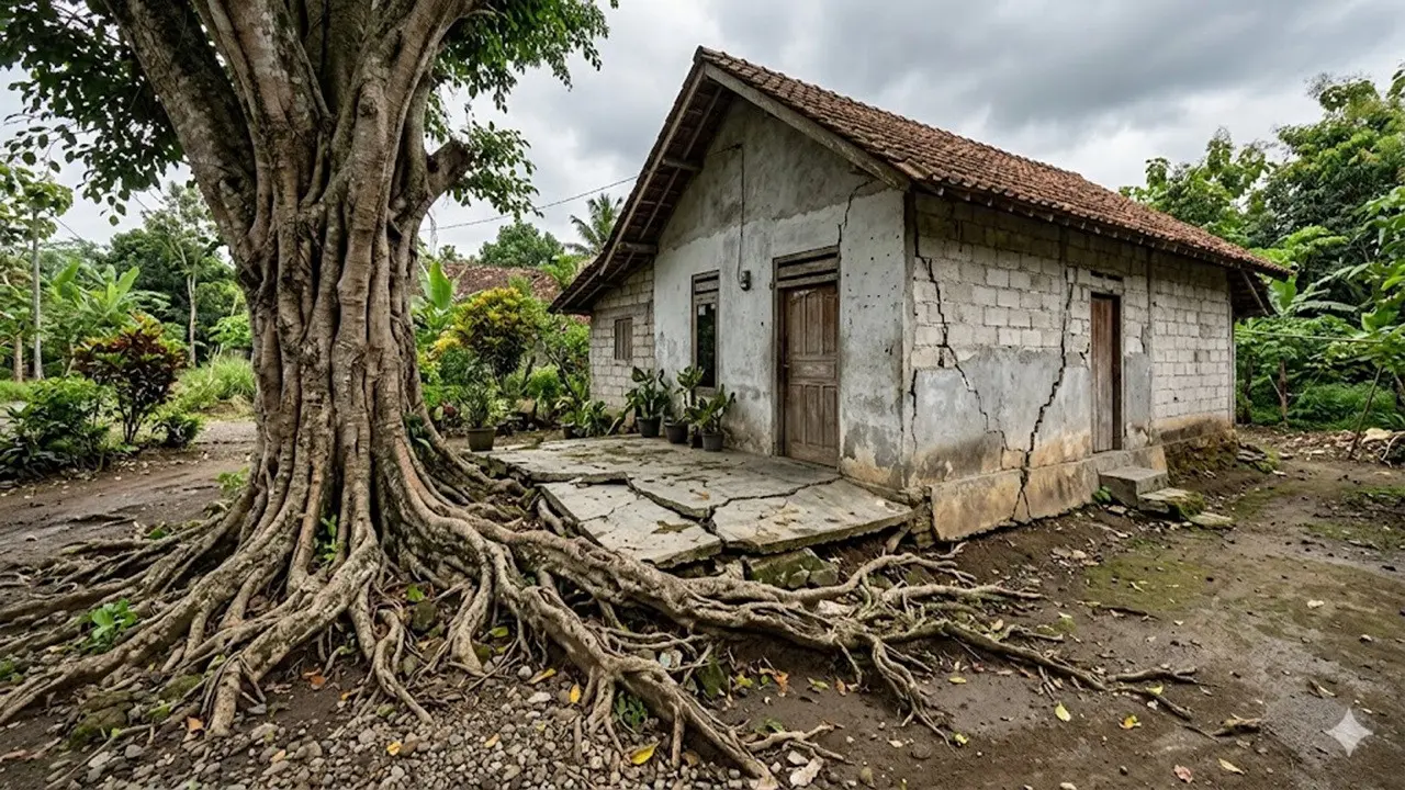 Akar Pohon Merusak Pondasi Rumah