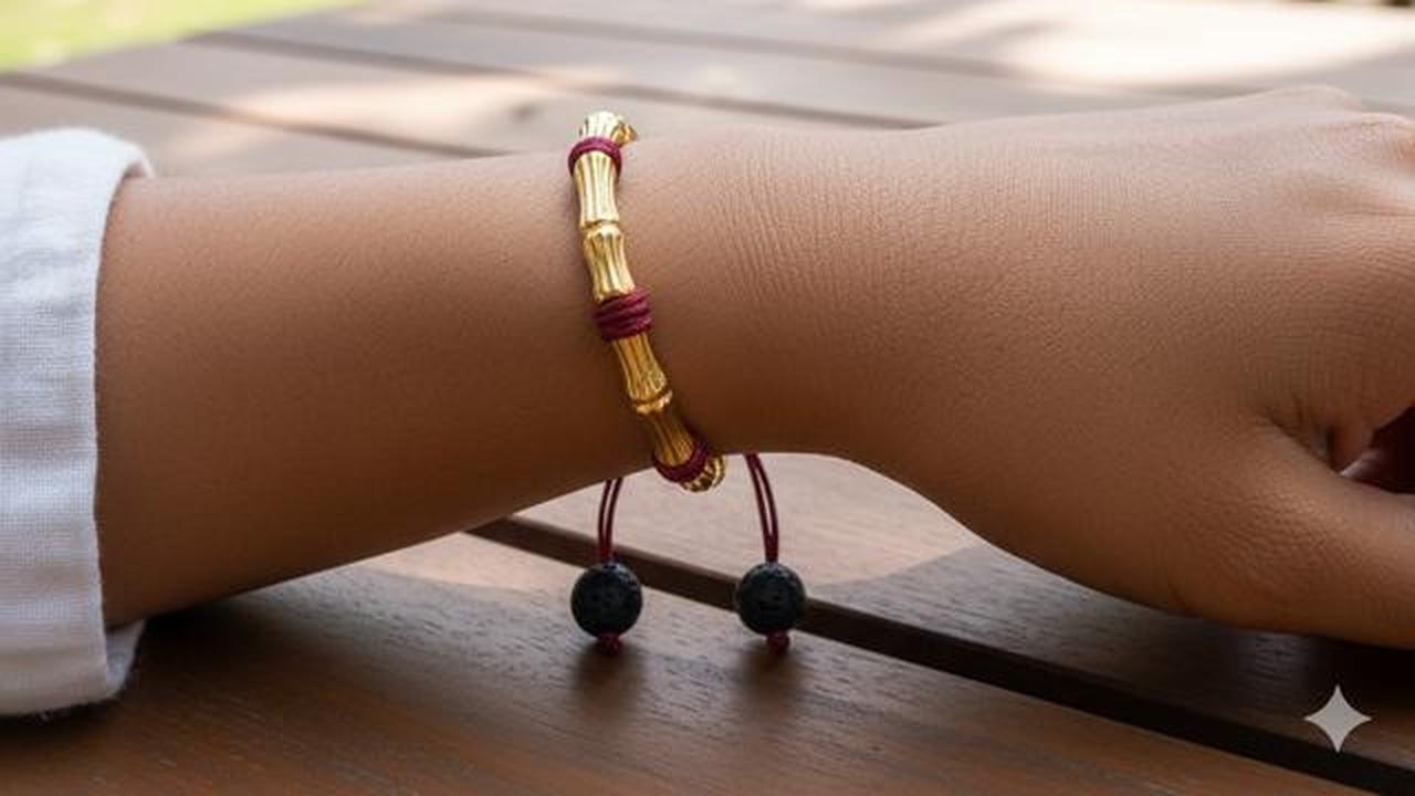 10 Model Gelang Emas Bambu Kombinasi Batu Alam, Perpaduan Etnik Modern Elegan