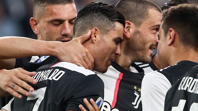 Juventus merayakan gol Cristiano Ronaldo (ISABELLA BONOTTO / AFP)