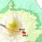 Gempa darat beruntun mengguncang Kabupaten Kuningan dalam beberapa hari belakangan ini. (Liputan6.com/ Dok BMKG)