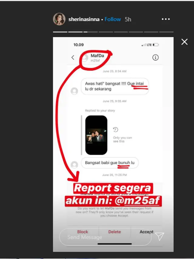 Sherina Munaf unggah ancaman pembunuhan yang didapatkan Baskara Mahendra