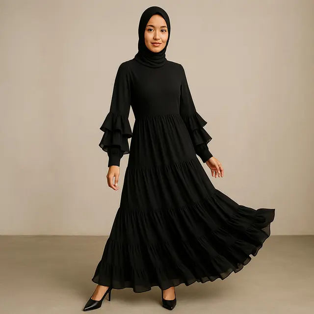 Model Gamis Hitam Mewah yang Cocok Jadi Outfit Pesta/Ilustrasi gambar oleh AI
