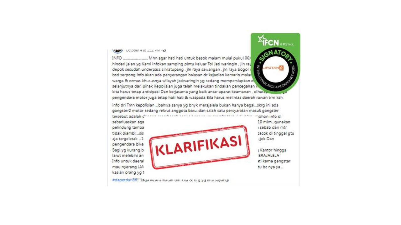 Cek Fakta gangster cari korban