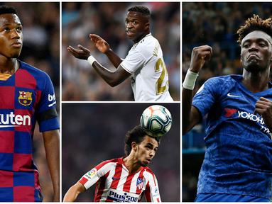 Berikut ini tujuh pemain muda yang menjadi harapan baru bagi klubnya. Diantaranya adalah Ansu Fati, Tammy Abraham dan Joao Felix. (Foto Kolase AFP)