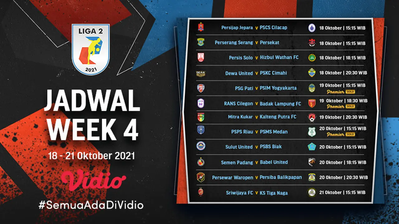 Jadwal Liga 2 2021 pekan keempat