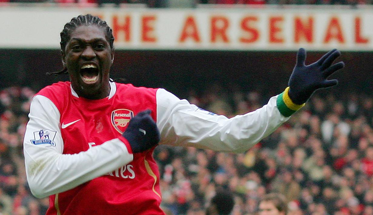 Emmanuel Adebayor. Striker Togo yang pensiun pada 2020 ini sempat memperkuat beberapa klub elite Eropa sepanjang kariernya. Di antaranya AS Monaco, Arsenal, Man City, Real Madrid dan Tottenham Hotspur. Trofi yang diraihnya adalah juara Copa del Rey bersama Real Madrid. (AFP/Carl De Souza)