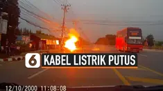 PENGENDARA MOTOR TERBAKAR USAI TABRAK KABEL LISTRIK PUTUS