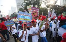 Beraksi di Car Free Day, puluhan anak serukan stop kekerasan