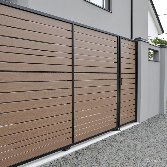 Desain Pagar Rumah Minimalis Modern, Pagar Tembok dengan Pintu Geser