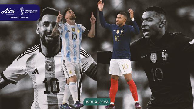 Ilustrasi - Lionel Messi dan Kylian Mbappe Logo Aice