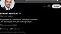 NasDem Beberkan Ada Akun X Palsu Mengaku Sahroni: Publik Jangan Mudah Terprovokasi
