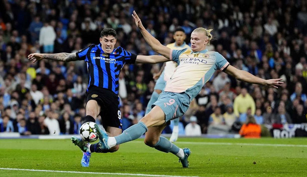 Bomber ganas City, Erling Haaland yang telah mengemas sembilan gol di ajang Liga Inggris tak berkutik di hadapan Inter Milan. (Nick Potts/PA via AP)