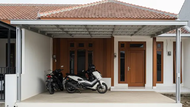 5 Ide Kanopi Teras Depan Rumah yang Cocok untuk Parkir Motor, Aman dan Estetik