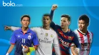 Chan Vathanaka, Cristiano Ronaldo, Lionel Messi dan Bambang Pamungkas (bola.com/Rudi Riana)