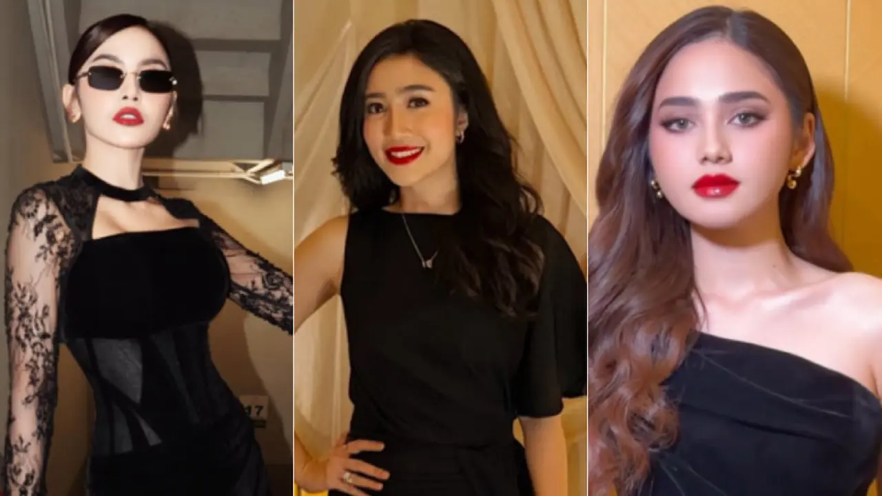 Artis Tampil Stand Out dengan Sentuhan Lipstik Merah saat Kondangan. Dok. Instagram