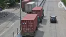 Kemacetan lalu lintas yang sebelumnya terjadi di Jalan Yos Sudarso, arah Pelabuhan Tanjung Priok, Jakarta, sudah terurai pada Jumat (18/4/2025) siang. (Liputan6.com/Angga Yuniar)