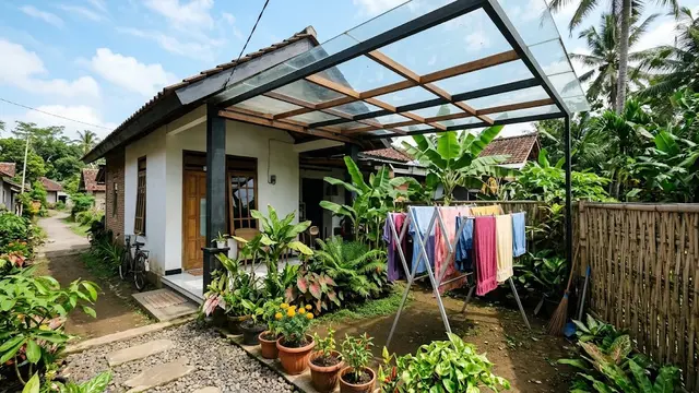 Desain Rumah dengan Kebun dan Area Jemur dalam Satu Lahan/AI Generated