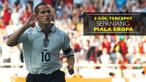 Berikut video 5 pencetak gol tercepat dalam sejarah Piala Eropa, dimulai dari Michael Owen dengan waktu 2.25 Menit.
