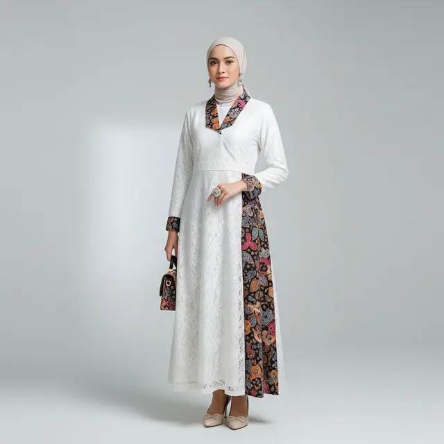 Gamis Brokat Kombinasi Batik