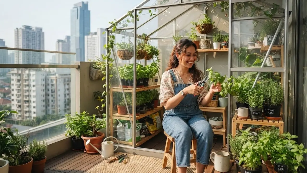 Greenhouse Mini di Balkon Apartemen (AI Generated)