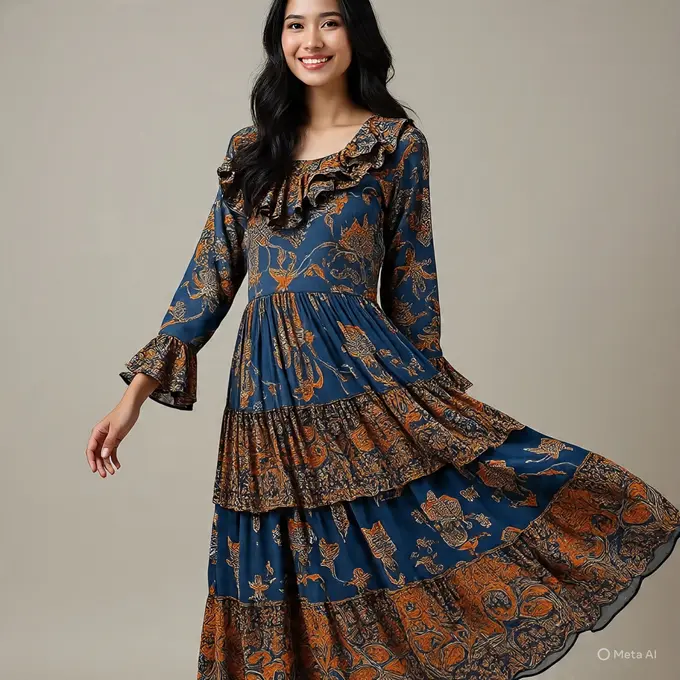 Batik Lengan Ruffle untuk Wanita Feminim