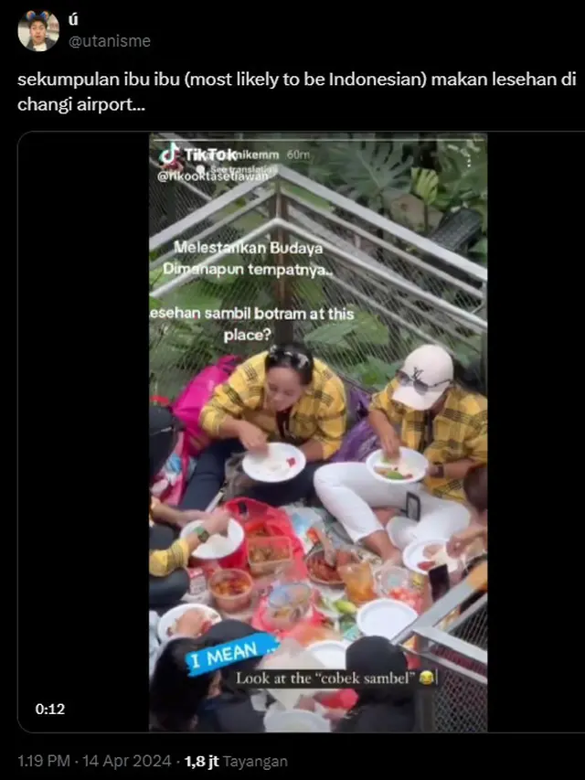 Netizen Heran karena Ibu-Ibu Lesehan di Jewel Changi Airport, Kelewat Nyaman sampai Botram