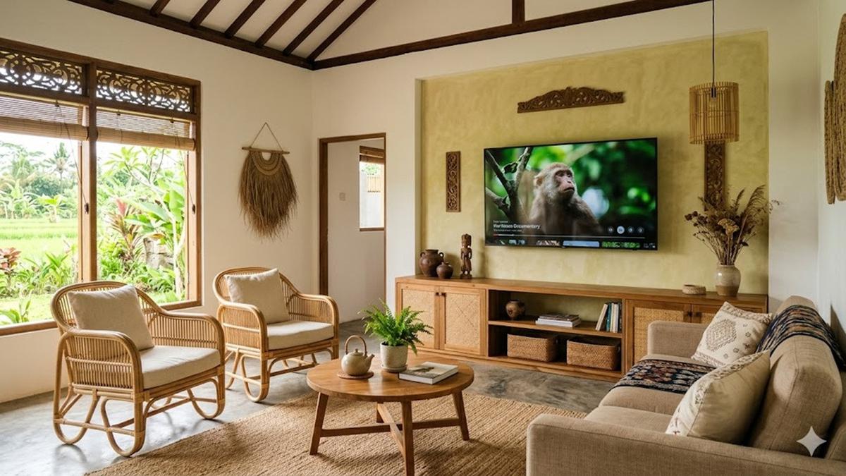 8 Gambar Ruang Tamu Rumah Minimalis dengan TV Besar, Cocok untuk Hidup di Desa