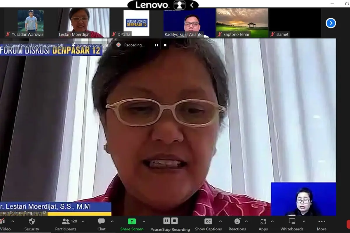 Wakil Ketua MPR Lestari Moerdijat pada acara  diskusi daring "Prospek Ekonomi Indonesia 2023". (Istimewa)