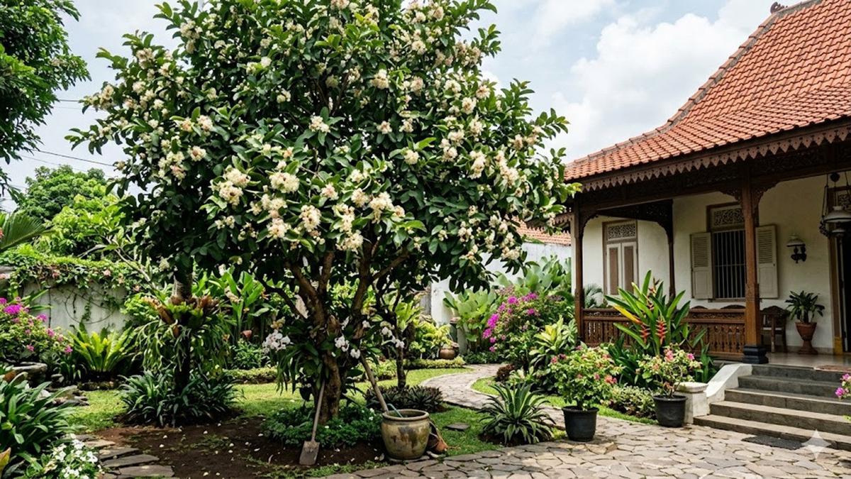 9 Pohon Buah Berbunga Indah yang Akarnya Tidak Merusak Pondasi Rumah