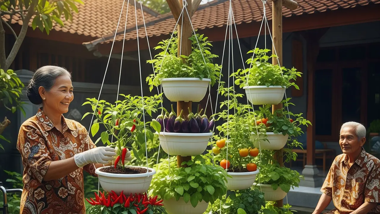 Kebun Sayur Gantung agar Tidak Perlu Membungkuk untuk Lansia
