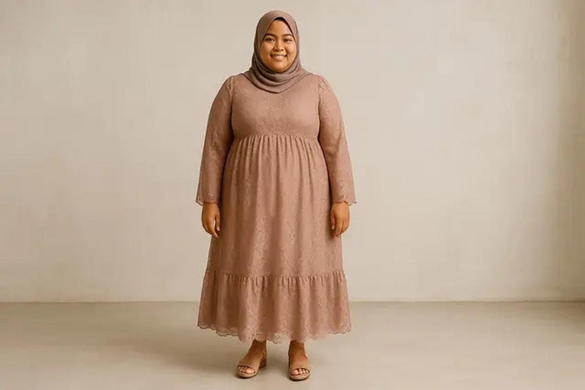 8 Model Dress Brokat untuk Orang Gemuk dan Pendek Berhijab, Pilih Ini Agar Terlihat Proporsional