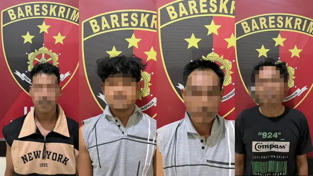 Empat tersangka komplotan spesialis pembobol ruko dan rumah di Tanggamus, Lampung diringkus polisi. (Dok. Istimewa).