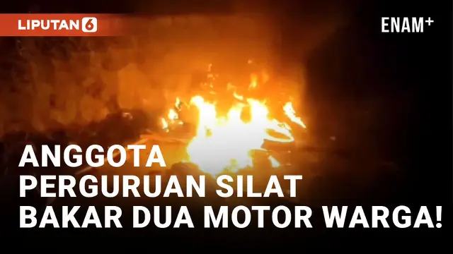 Anarkis! Rombongan Perguruan Silat Bakar Dua Motor Milik Warga di Ngawi