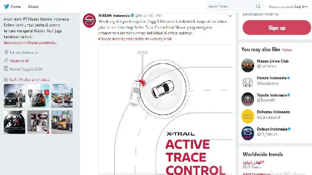 Postingan fitur keselamatan Nissan di twitter (Foto:Istimewa)