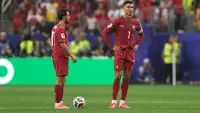 Ekspresi kekecewaan Cristiano Ronaldo saat Portugal kalah dari Spanyol di 16 besar Piala Dunia 2026 (AFP)
