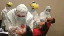 Pemain Timnas Indonesia menjalani tes usap atau swab tes jelang pemusatan latihan (PSSI)