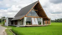 8 Gambar Desain Rumah Minimalis Depan Sawah yang Adem dan Alami, Konsep Minimalis Nyaman