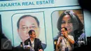 Deputi Gubernur Bidang Industri Perdagangan dan Transportasi DKI Sutanto Soehodho (kanan) saat berbincang disela acara Property Report Congress 2016 di Jakarta, Kamis (13/10). (Liputan6.com/Faizal Fanani) 