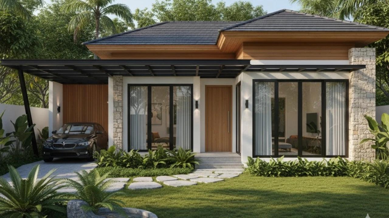 7 Gambar Rumah Minimalis Bentuk L Tampak Depan dengan Sentuhan Modern Tropis, Inspirasi Hunian Idaman