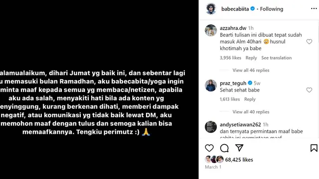 Permintaan Maaf Babe Cabita 40 Hari Jelang Meninggal