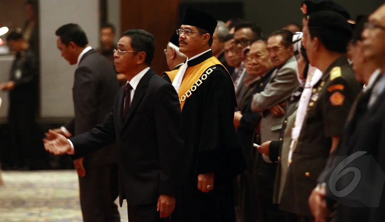 Suasana sidang pleno laporan tahunan Mahkamah Agung (MA) tahun 2014 di Jakarta Convention Center, Senin (17/3/2015). MA mencatat rasio produktivitas memutus perkara tahun 2014 meningkat 5,20 persen dibandingkan tahun 2013. (Liputan6.com/Faizal Fanani)