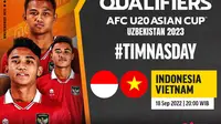 Link Live Streaming Kualifikasi Piala Asian U-20 : Indonesia Vs Vietnam di Vidio Malam Ini. (Sumber : dok. vidio.com)