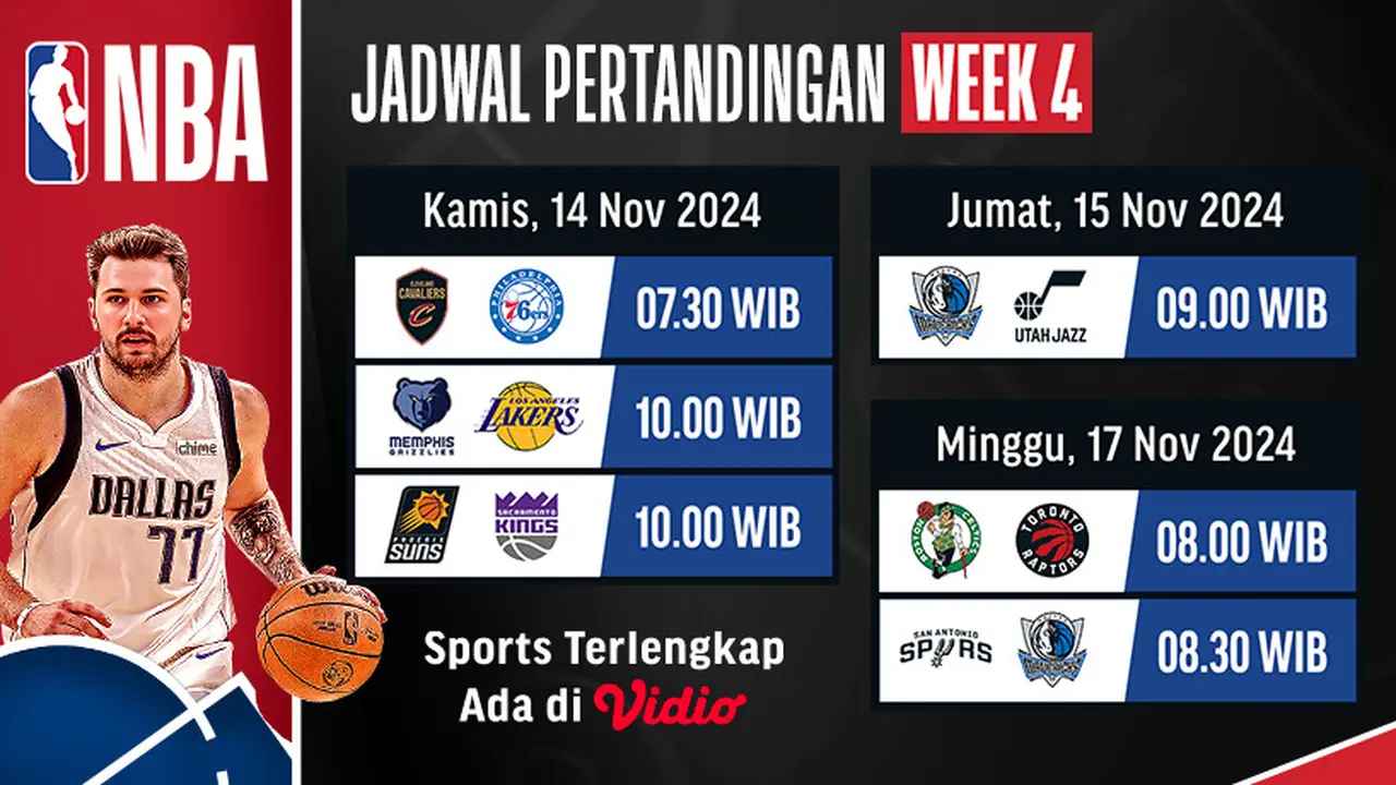 Jadwal NBA Season 2024/2025 Matchweek 4