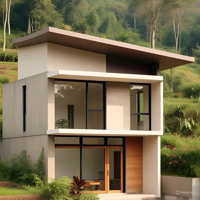 Ide Kombinasi Warna Cat Fasad Rumah Beige dan Cokelat Tua/via Meta AI