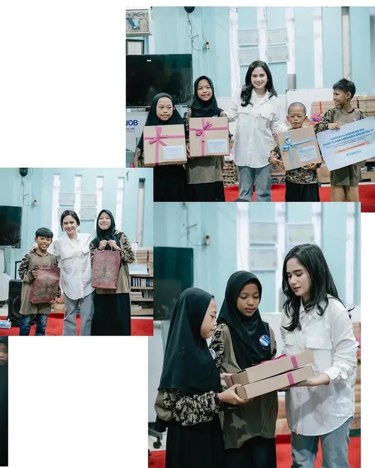 6 Potret Tissa Biani Berbagi Paket Lebaran di Panti Asuhan, Banjir Pujian