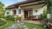 7 Inspirasi Teras Rumah Sederhana dengan Kombinasi Bunga Hias dan Batu Alam