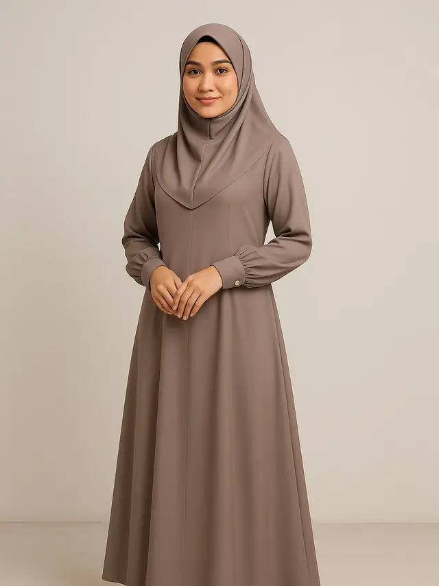 Model Gamis Wanita Sederhana yang Syari Tapi Tetap Elegan/ Ilustrasi AI