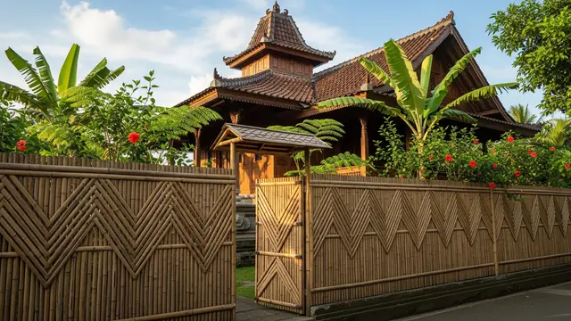 Model Pagar Bambu Klasik untuk Rumah Gaya Tradisional Jawa/Gemini AI